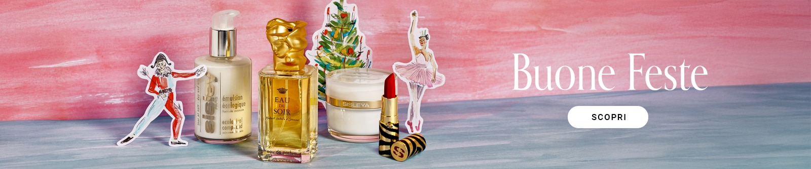Buone Feste con prodotti Sisley: crema viso, profumo Eau du Soir e rossetto, scopri di più.